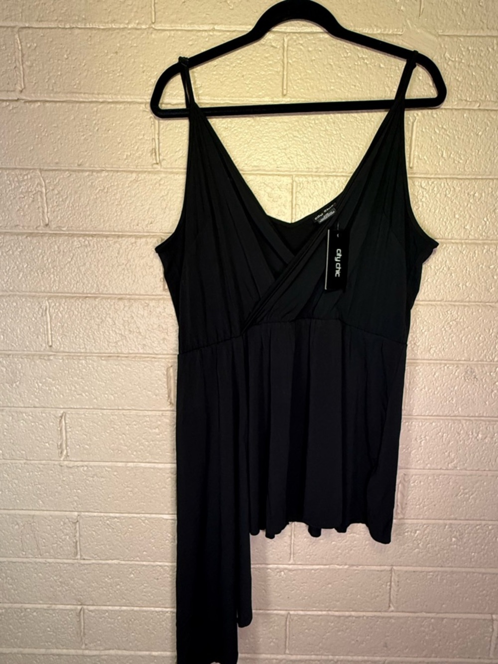 City Chic Black Sleeveless Wrap-Style Top